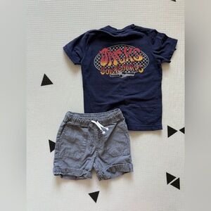 Cat & Jack|Baby boy,toddler outfit:gray shorts & short sleeve graphic tee•18-24M